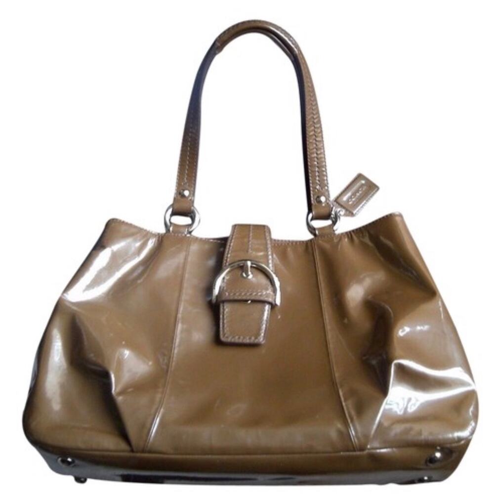 AUTHENTIC COACH Z SOHO PATENT LEATHER CARRYALL BAG PURSE Z23990 BROWN $398